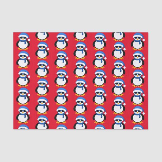 Niedlicher cooler Pinguin Weihnachtswintermuster r Seidenpapier (Vorderseite)