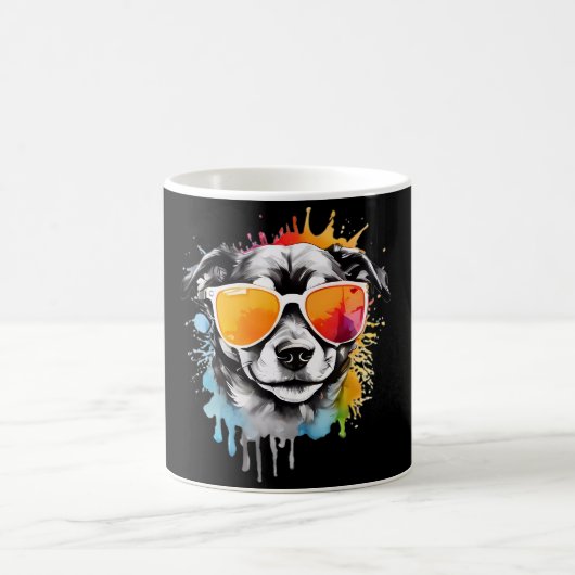 Niedlicher Cooler Welpenhund mit Sonnenbrille Kaffeetasse (Mittel)