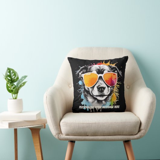 Niedlicher Cooler Welpenhund mit Sonnenbrille Kissen (Stuhl )