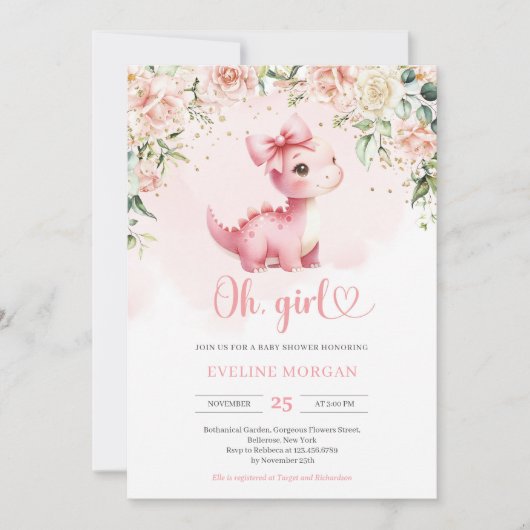 Niedlicher Coquette-Baby-Dinosaurier Es ist ein Gi Einladung (Vorderseite)