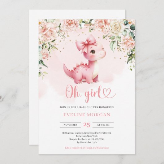 Niedlicher Coquette-Baby-Dinosaurier Es ist ein Gi Einladung (Vorne/Hinten)