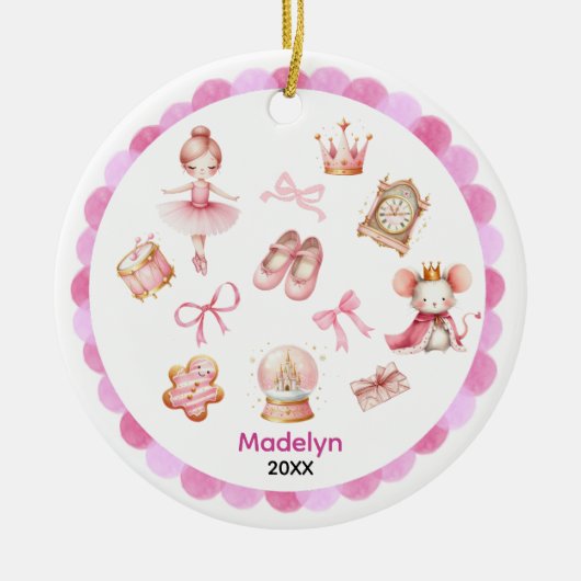 Niedlicher Coquette Bogen Nutcracker Ballerina pin Keramik Ornament (Vorne)