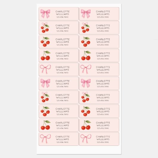 Niedlicher Coquette Bow Cherry zurück zur Schule K Etiketten (Blatt)