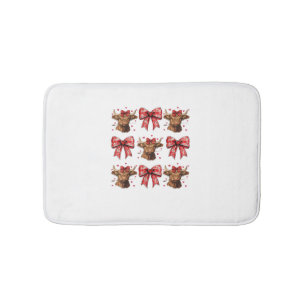 Niedlicher Coquette Bow Herz Highland Cow Western Badematte
