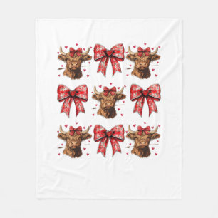 Niedlicher Coquette Bow Herz Highland Cow Western  Fleecedecke