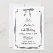 Niedlicher Coquette Hand Draw Whimsical Geburtstag Einladung (Vorderseite)