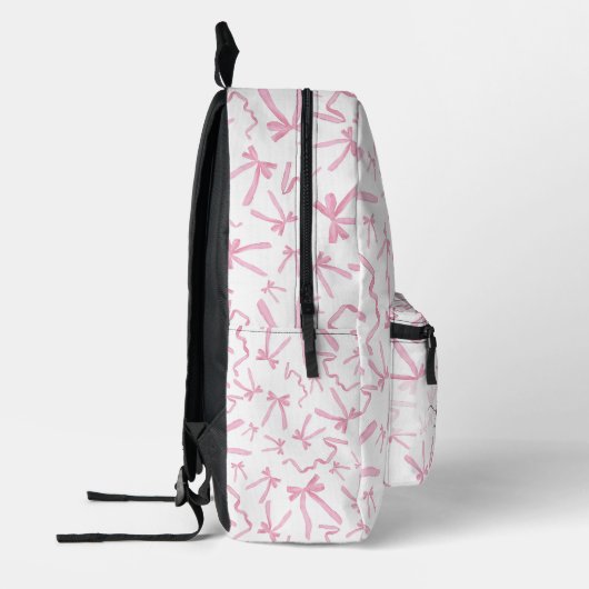 Niedlicher Coquette rosa Bandbogen personalisiert Bedruckter Rucksack (Links)