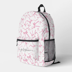 Niedlicher Coquette rosa Bandbogen personalisiert Bedruckter Rucksack