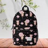 Niedlicher Coquette Teddybär mit rosa Blume nach M Bedruckter Rucksack
