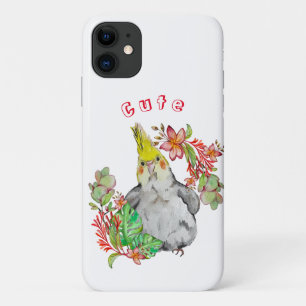 Niedlicher Corella-Papagei in tropischen Blume Kin Case-Mate iPhone Hülle