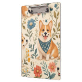Niedlicher Corgi-Blumengarten-Muster Klemmbrett (Links)