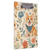 Niedlicher Corgi-Blumengarten-Muster Klemmbrett (Rechts)
