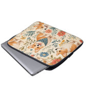 Niedlicher Corgi-Blumengarten-Muster Laptopschutzhülle (Vorne Knopf)