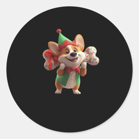 Niedlicher Corgi Classic T - Shirt Runder Aufkleber (Vorderseite)