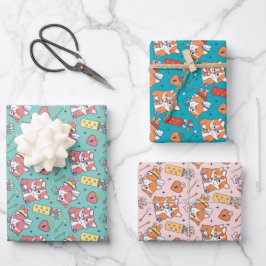 Niedlicher Corgi Cupid Liebe Hundeschema Valentins Geschenkpapier Set