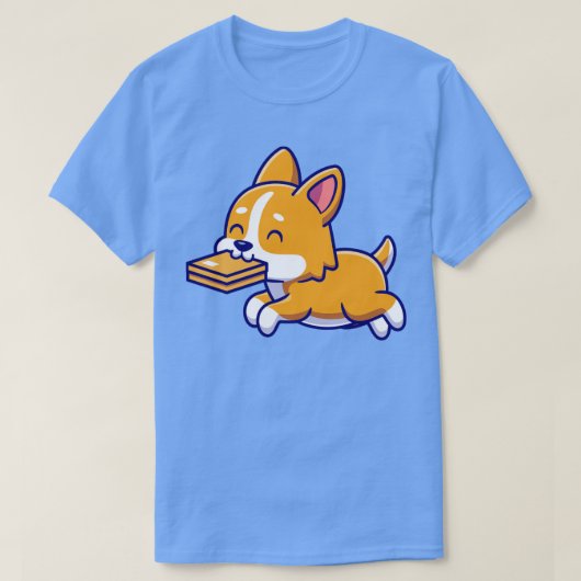 Niedlicher Corgi Dog Bite Box Cartoon T-Shirt (Design vorne)