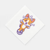 Niedlicher Corgi-Dog-Circus mit Knochen Serviette (Ecke)
