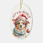 Niedlicher Corgi Dog Joy to World Keramik Ornament (Links)