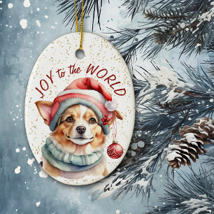 Niedlicher Corgi Dog Joy to World Keramik Ornament