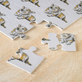 Niedlicher Corgi Dog Muster Grau Hintergrund Puzzle (Seite)