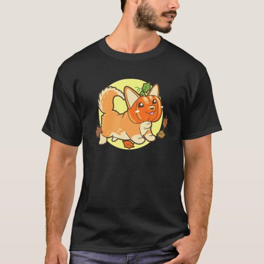 Niedlicher Corgi Dog Pumpkin Halloween Night Beäng T-Shirt (Vorderseite)