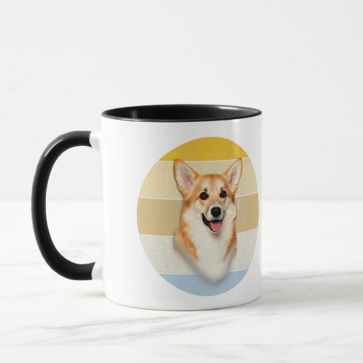 Niedlicher Corgi Dog Retro Sunset Tasse (Links)