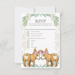 Niedlicher Corgi Dog Two Brides Gay Wedding RSVP Karte