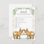 Niedlicher Corgi Dog Two Grooms Gay Wedding RSVP (Vorne/Hinten)