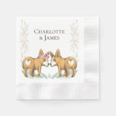 Niedlicher Corgi Dog Wedding Couple Personalisiert Serviette (Vorderseite)