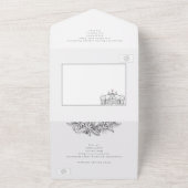 Niedlicher Corgi Dogs Pencil Zeichnend Hochzeit All In One Einladung (Außenbereich)