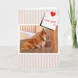 Niedlicher Corgi Fluffy auf den Treppen Valentine Feiertagskarte