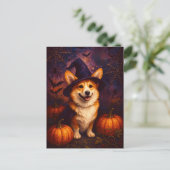 Niedlicher Corgi Happy Halloween Postkartenübergab Postkarte (Stehend Vorderseite)