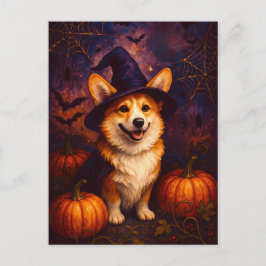 Niedlicher Corgi Happy Halloween Postkartenübergab Postkarte