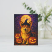 Niedlicher Corgi Happy Halloween Postkartenübergab Postkarte (Stehend Vorderseite)
