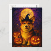 Niedlicher Corgi Happy Halloween Postkartenübergab Postkarte (Vorne/Hinten)