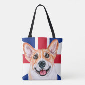 Niedlicher Corgi Hund auf der britischen Flagge de Tasche (Rückseite)