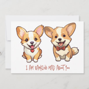 Niedlicher Corgi Hund Jubiläumswahnung Valentinerk Feiertagskarte