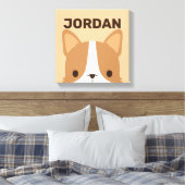 Niedlicher Corgi Hund mit Personalisiertem Namen C Leinwanddruck (Insitu (Schlafzimmer))