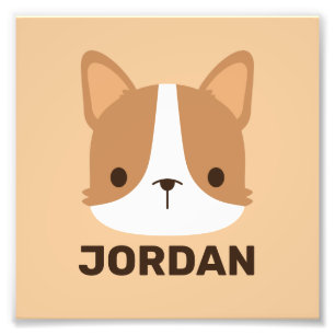 Niedlicher Corgi Hund mit Personalisiertem Namen F Fotodruck