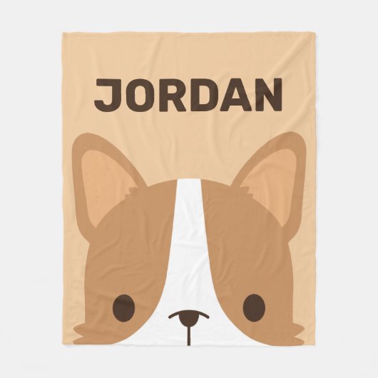 Niedlicher Corgi Hund mit Personalisiertem Namen Fleecedecke (Vorderseite)