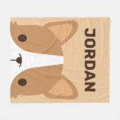 Niedlicher Corgi Hund mit Personalisiertem Namen Fleecedecke (Vorderseite (Horizontal))