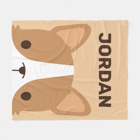 Niedlicher Corgi Hund mit Personalisiertem Namen Fleecedecke (Vorderseite (Horizontal))