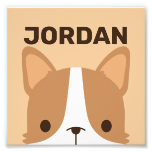 Niedlicher Corgi Hund mit Personalisiertem Namen Fotodruck
