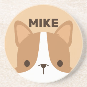 Niedlicher Corgi Hund mit Personalisiertem Namen Getränkeuntersetzer