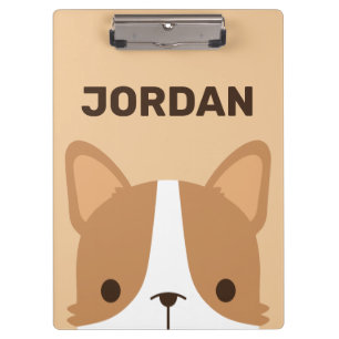 Niedlicher Corgi Hund mit Personalisiertem Namen Klemmbrett