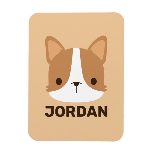 Niedlicher Corgi Hund mit Personalisiertem Namen Magnet (Vertikal)