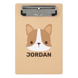 Niedlicher Corgi Hund mit Personalisiertem Namen Mini Klemmbrett