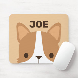 Niedlicher Corgi Hund mit Personalisiertem Namen Mousepad