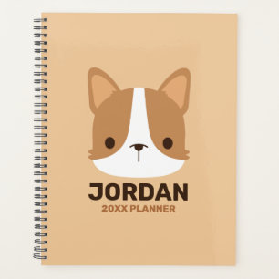 Niedlicher Corgi Hund mit Personalisiertem Namen Planer