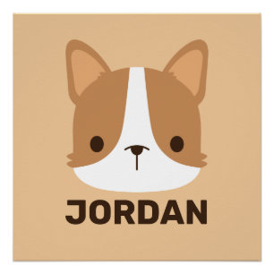 Niedlicher Corgi Hund mit Personalisiertem Namen Poster